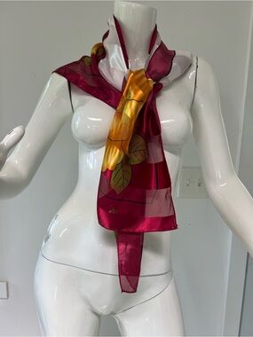 Made in Italy Silky scarf Bandanna floral boho Dopamine 38”x38”